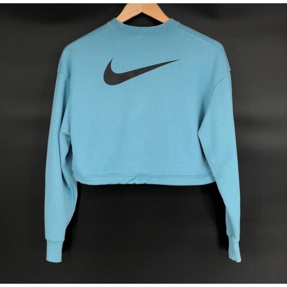 Nike Sportswear Women's Swoosh Crew Sweatshirt XS Cerulean Cropped Athleisure - Picture 2 of 6